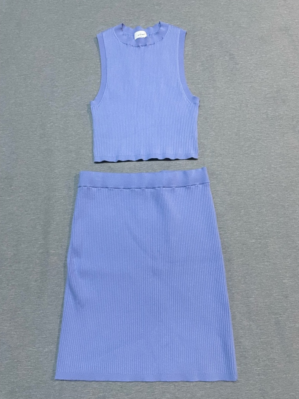 Aritzia Wilfred Ribbed Sleeveless Top & Skirt Reso Set Blue Size S